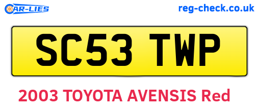SC53TWP are the vehicle registration plates.