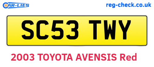 SC53TWY are the vehicle registration plates.