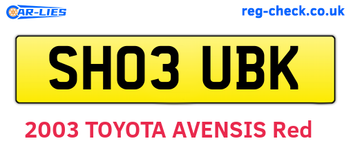SH03UBK are the vehicle registration plates.