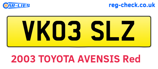 VK03SLZ are the vehicle registration plates.