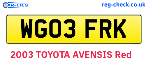 WG03FRK are the vehicle registration plates.