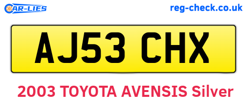 AJ53CHX are the vehicle registration plates.
