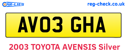 AV03GHA are the vehicle registration plates.