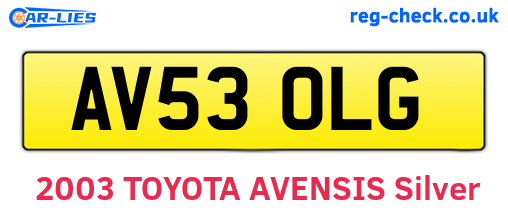 AV53OLG are the vehicle registration plates.