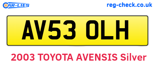 AV53OLH are the vehicle registration plates.