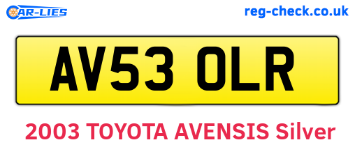 AV53OLR are the vehicle registration plates.