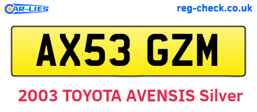 AX53GZM are the vehicle registration plates.