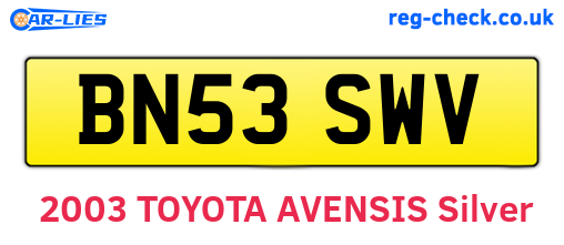 BN53SWV are the vehicle registration plates.