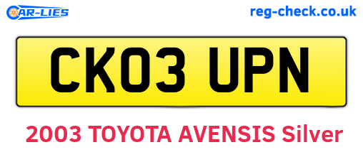 CK03UPN are the vehicle registration plates.
