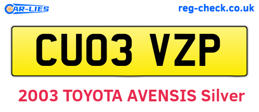 CU03VZP are the vehicle registration plates.