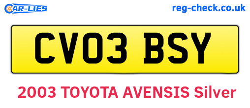 CV03BSY are the vehicle registration plates.