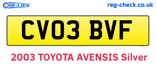 CV03BVF are the vehicle registration plates.