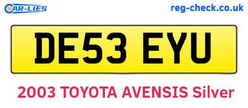 DE53EYU are the vehicle registration plates.