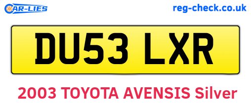 DU53LXR are the vehicle registration plates.