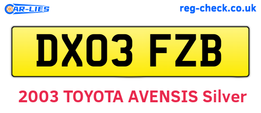 DX03FZB are the vehicle registration plates.