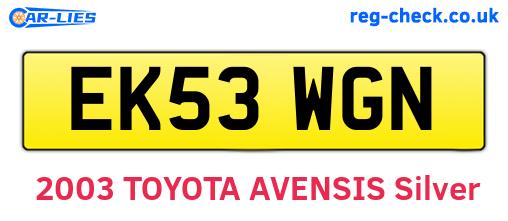 EK53WGN are the vehicle registration plates.