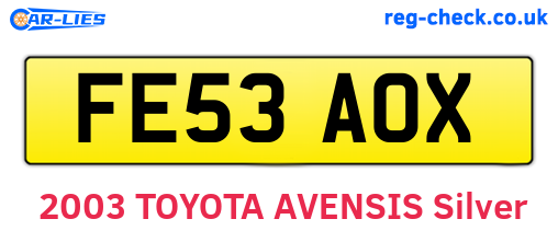 FE53AOX are the vehicle registration plates.