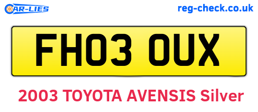 FH03OUX are the vehicle registration plates.