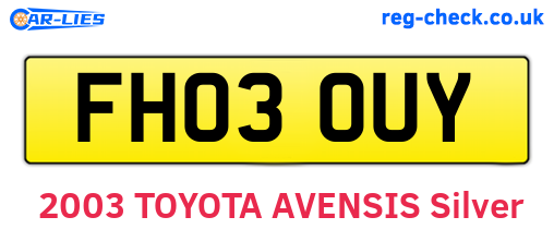 FH03OUY are the vehicle registration plates.