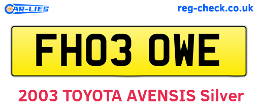 FH03OWE are the vehicle registration plates.