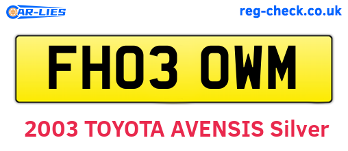 FH03OWM are the vehicle registration plates.