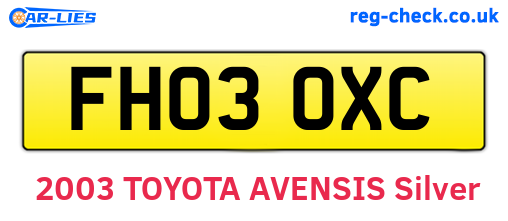 FH03OXC are the vehicle registration plates.