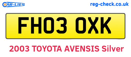 FH03OXK are the vehicle registration plates.