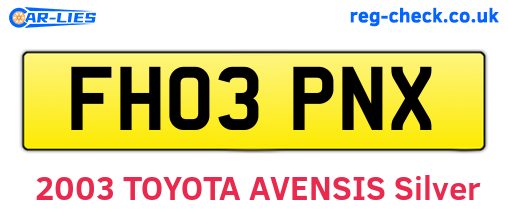 FH03PNX are the vehicle registration plates.