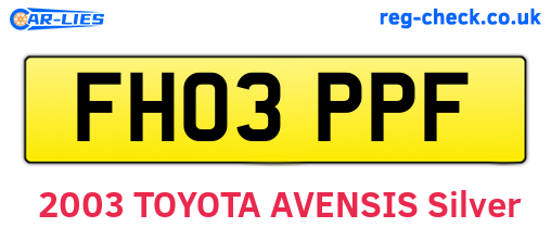 FH03PPF are the vehicle registration plates.