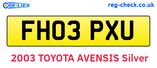 FH03PXU are the vehicle registration plates.