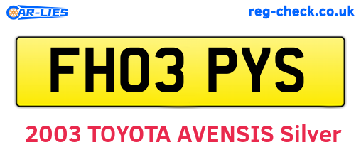 FH03PYS are the vehicle registration plates.