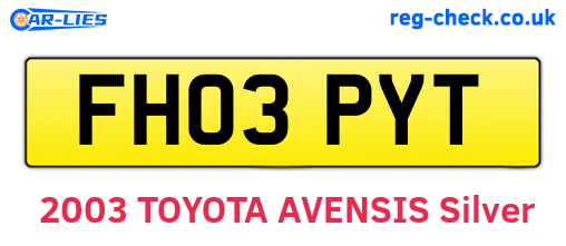 FH03PYT are the vehicle registration plates.