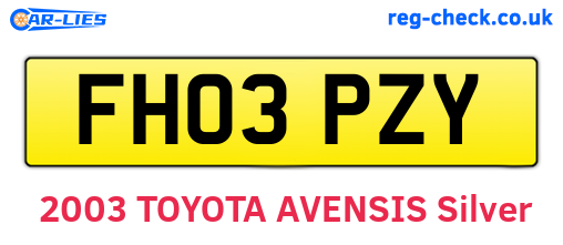 FH03PZY are the vehicle registration plates.