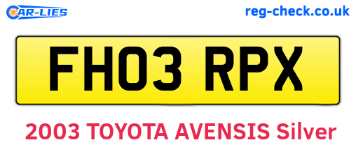 FH03RPX are the vehicle registration plates.
