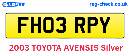 FH03RPY are the vehicle registration plates.