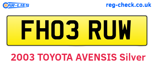 FH03RUW are the vehicle registration plates.