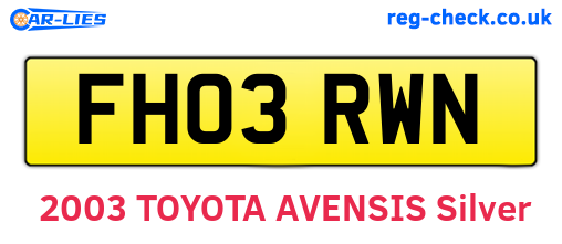 FH03RWN are the vehicle registration plates.