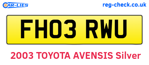 FH03RWU are the vehicle registration plates.
