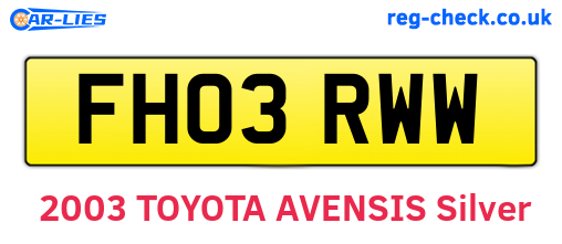 FH03RWW are the vehicle registration plates.