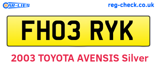 FH03RYK are the vehicle registration plates.