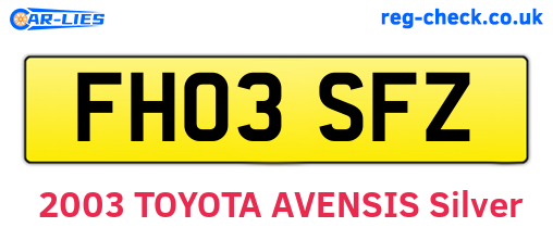 FH03SFZ are the vehicle registration plates.