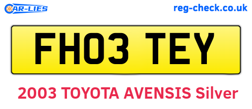 FH03TEY are the vehicle registration plates.