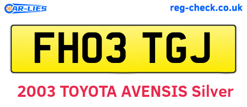 FH03TGJ are the vehicle registration plates.