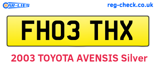 FH03THX are the vehicle registration plates.
