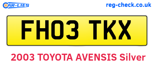 FH03TKX are the vehicle registration plates.