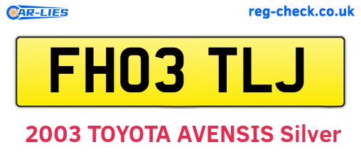 FH03TLJ are the vehicle registration plates.