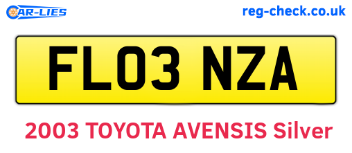 FL03NZA are the vehicle registration plates.