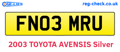 FN03MRU are the vehicle registration plates.