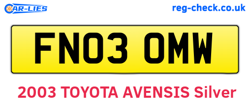 FN03OMW are the vehicle registration plates.