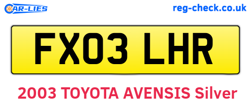 FX03LHR are the vehicle registration plates.